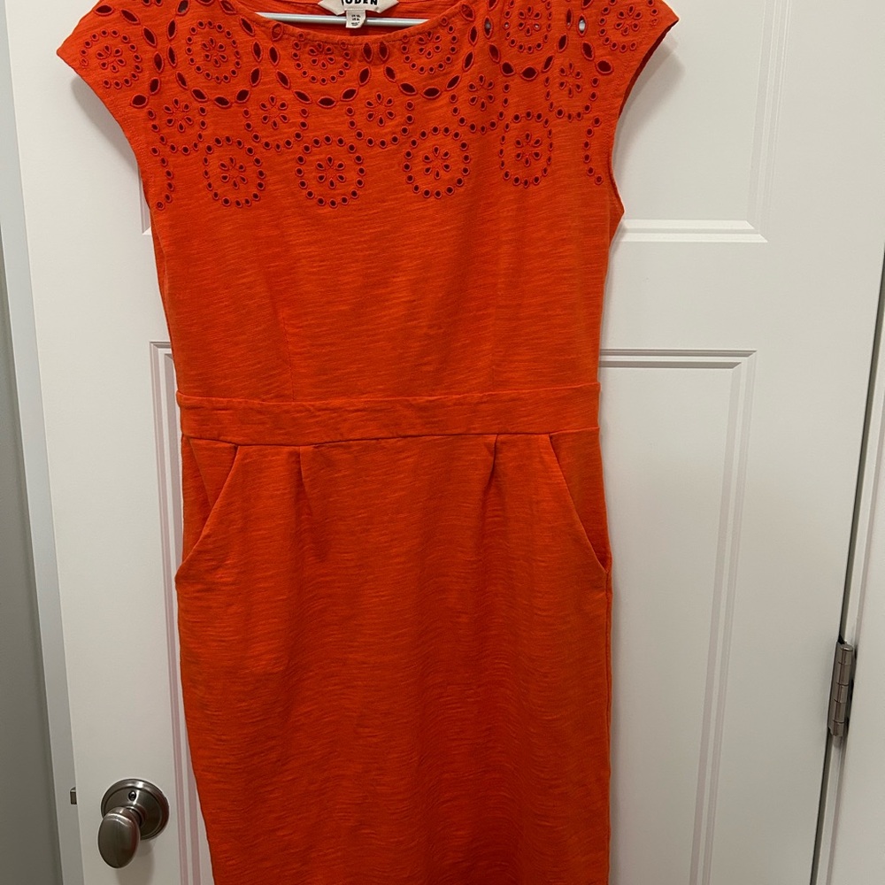 Boden Florrie cap sleeve Orange Dress size 8L
